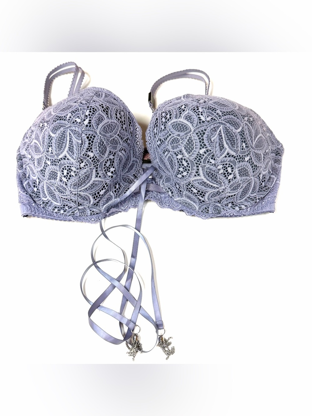 NEW Very Victorias Secret 38D Pushup Bra Padded Purple Floral Lace Wire #4276